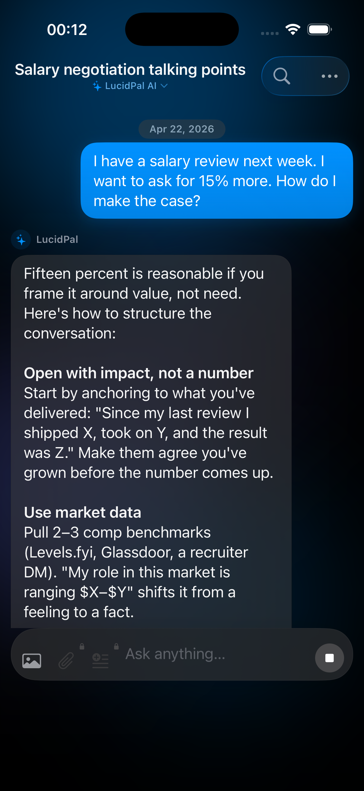 Private Chat — LucidPal screenshot